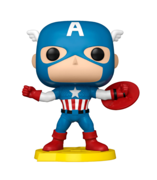 Captain America Funko Pop Comic Cover (#30) from Marvel Avengers, featuring the iconic superhero in a collectible comic art display case.