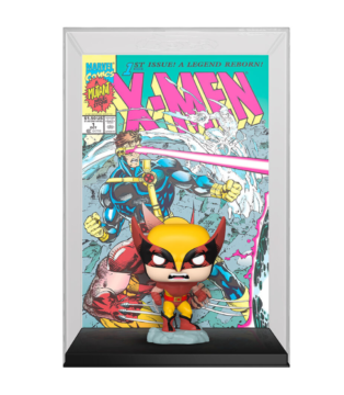 Wolverine Funko Pop Comic Cover (#26) from Marvel X-Men, showcasing the legendary mutant in a collectible comic art display case.