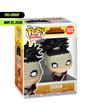 Stain Funko Pop (#1832) from My Hero Academia, a collectible figure featuring the infamous Hero Killer in striking detail.