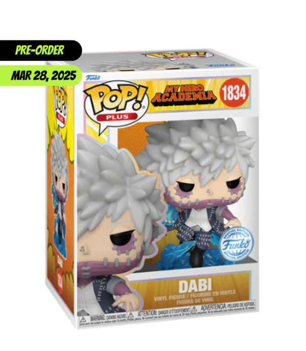 Exclusive Dabi Funko Pop (#1834) from My Hero Academia, a must-have collectible featuring the infamous League of Villains member.