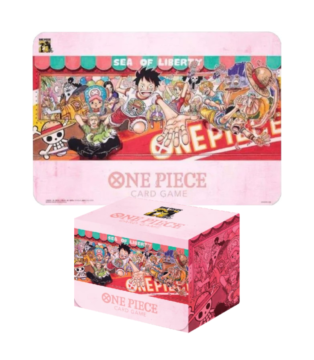 One Piece Card Game 25th Anniversary playmat and card case set with exclusive artwork