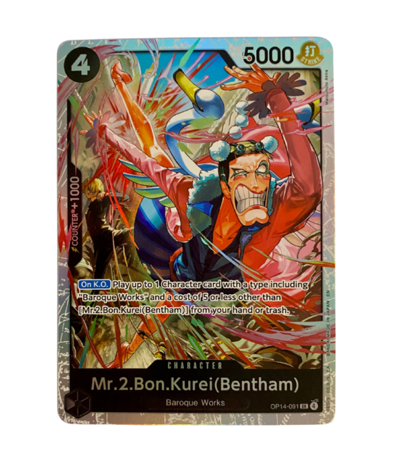 Mr 2 Bon Kurei OP14-091 English One Piece Card Game Mr.2.Bon.Kurei (Bentham) OP14-091 English Super Rare Near Mint