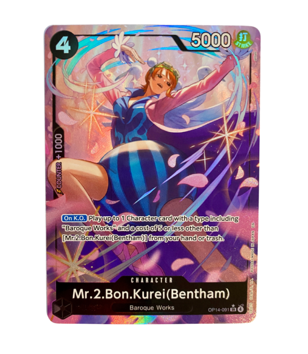 Mr 2 Bon Kurei OP14-091 SR English One Piece Card Game Mr.2.Bon.Kurei (Bentham) OP14-091 Alternate Art English Super Rare Near Mint